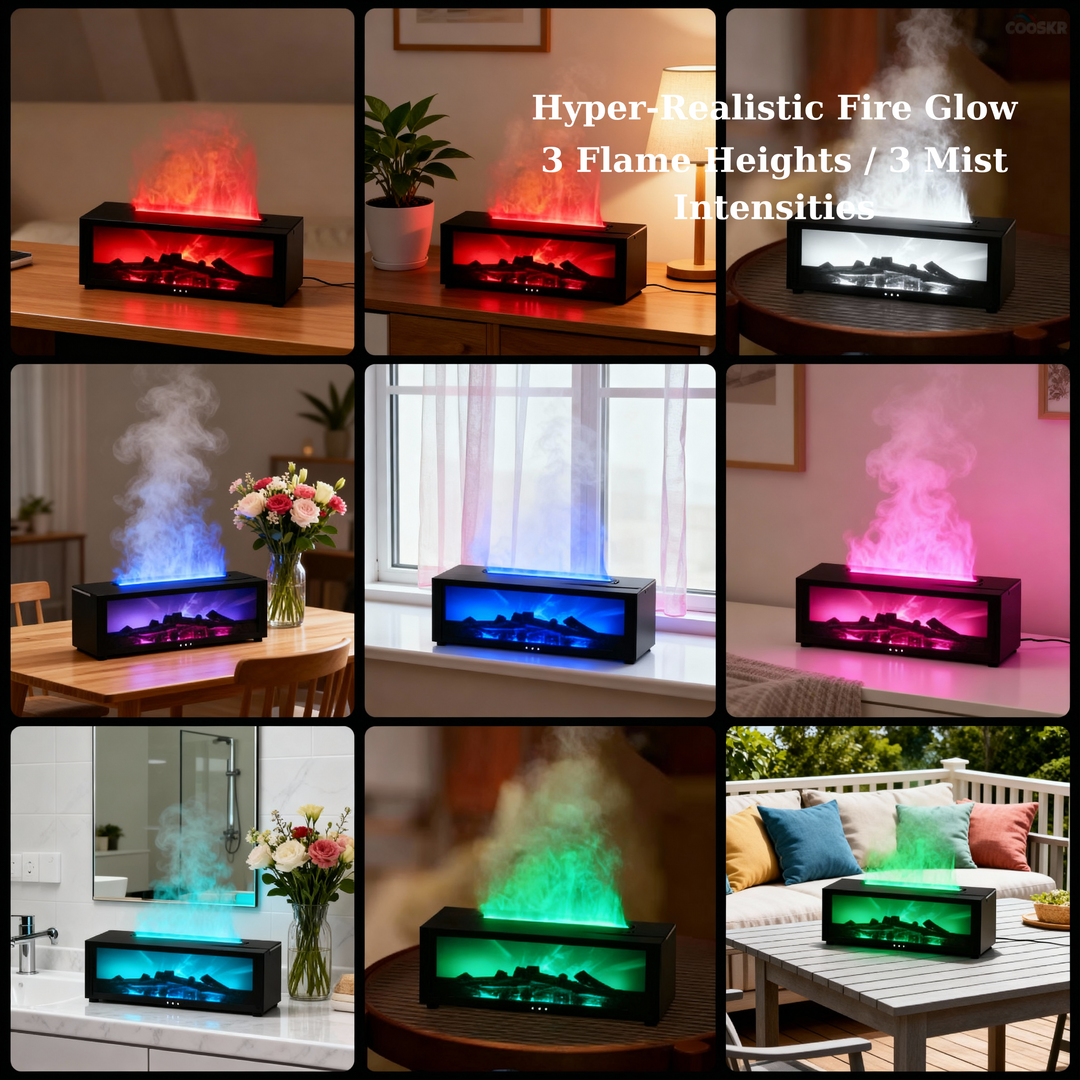 Flame Air Humidifier - Essential Oil Diffuser with LED & Remote