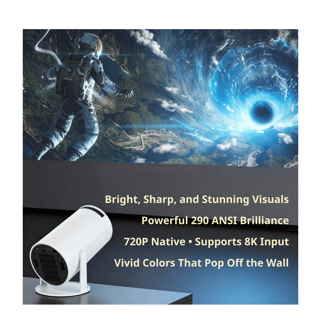 4K Smart Projector - Android 11 Portable Home Cinema LED