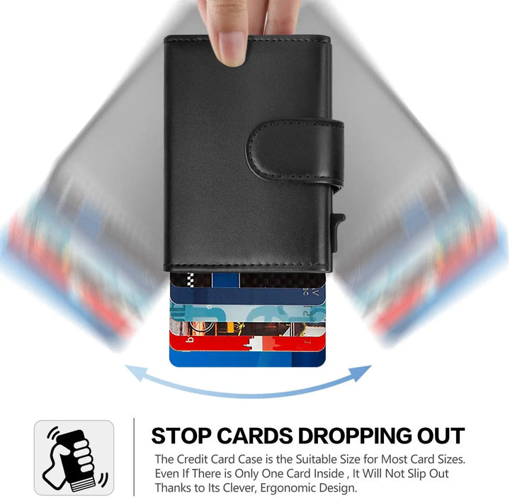 RFID Blocking Slim Trifold Leather Wallet - Men's Card Holder with Coin Pocket