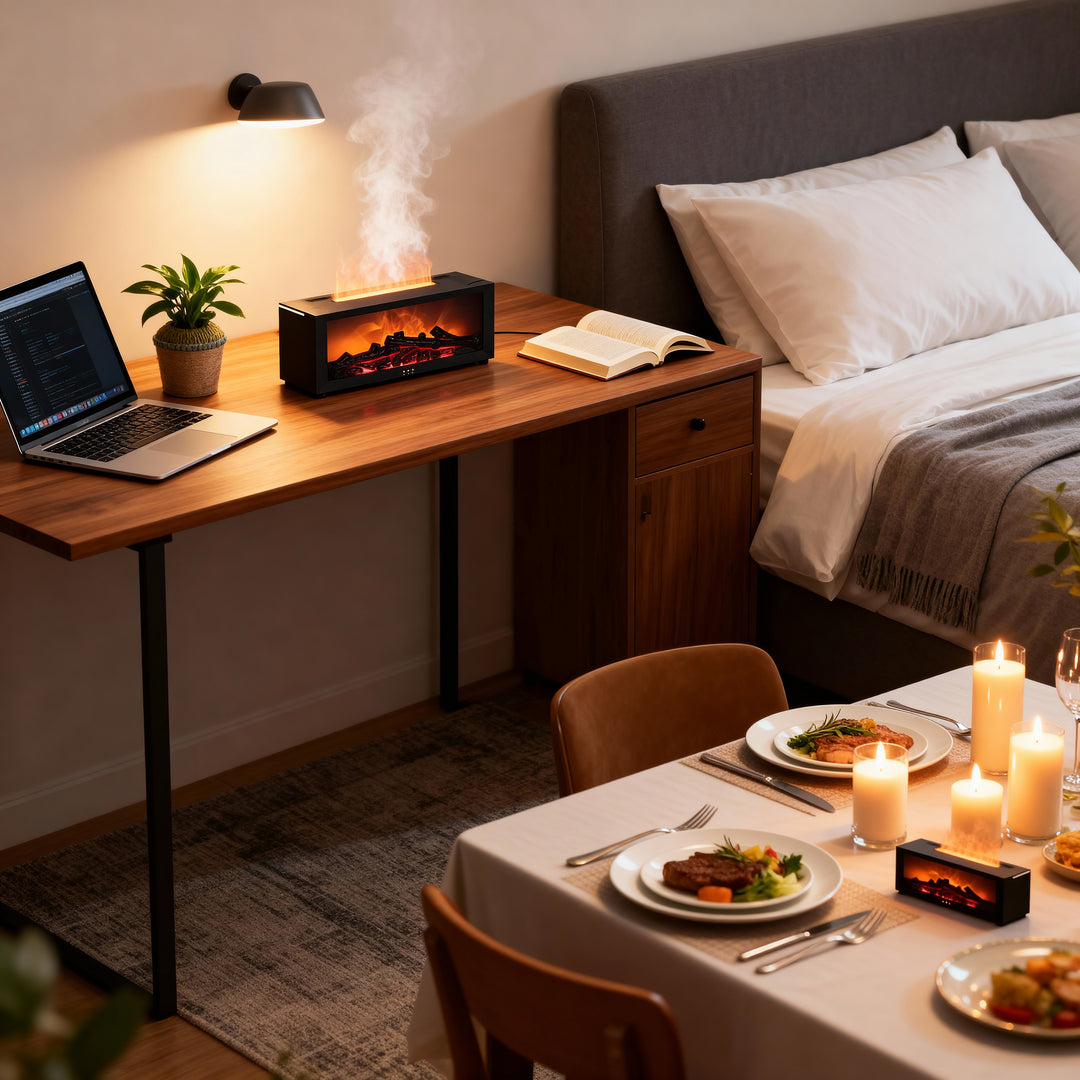 Flame Air Humidifier - Essential Oil Diffuser with LED & Remote