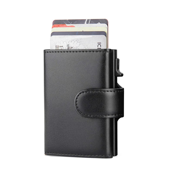 RFID Blocking Slim Trifold Leather Wallet - Men's Card Holder with Coin Pocket